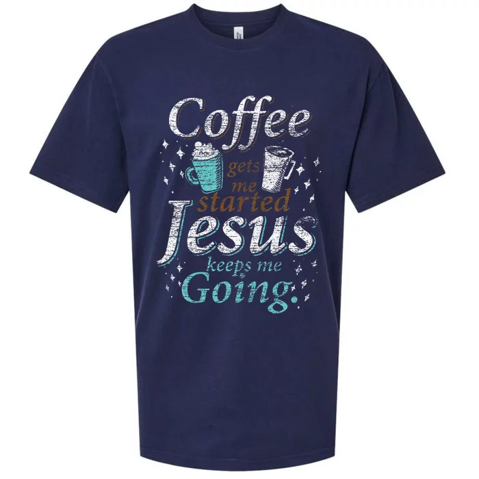 Coffee Morning Christian Gift Idea Jesus Sueded Cloud Jersey T-Shirt