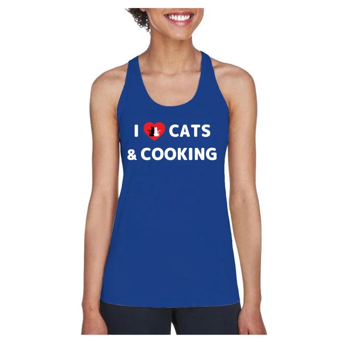 Cat Mom Cooking Accessories I Love Cats And Cooking Gift Women's Racerback Tank