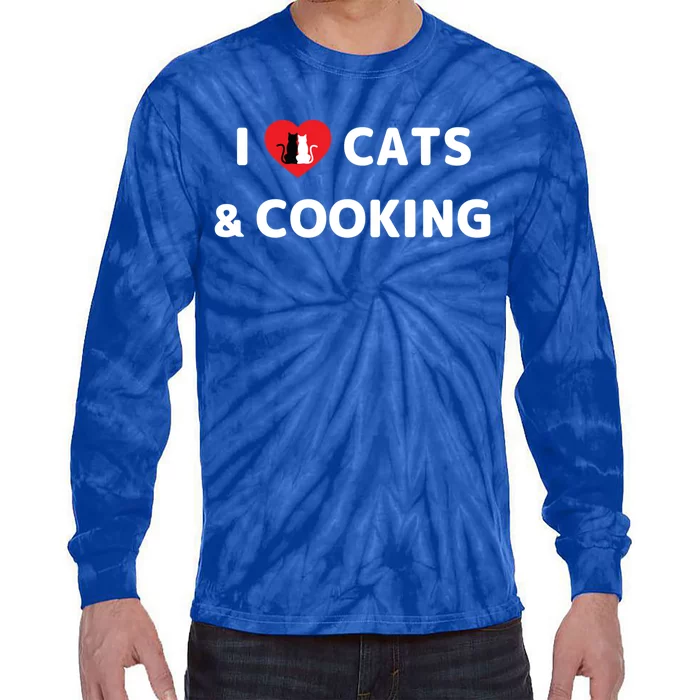 Cat Mom Cooking Accessories I Love Cats And Cooking Gift Tie-Dye Long Sleeve Shirt