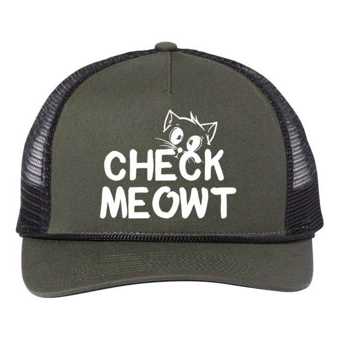 Check Meowt Cat Retro Rope Trucker Hat Cap