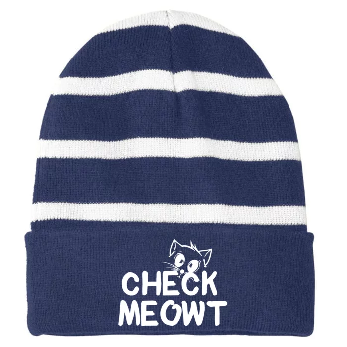 Check Meowt Cat Striped Beanie with Solid Band