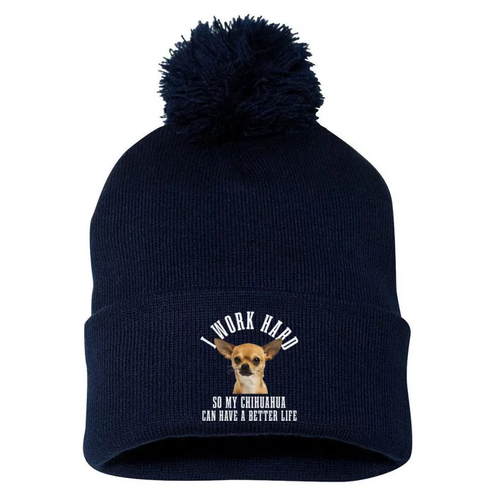 Chihuahua Mom Dog Dad Funny Chihuahua Pom Pom 12in Knit Beanie