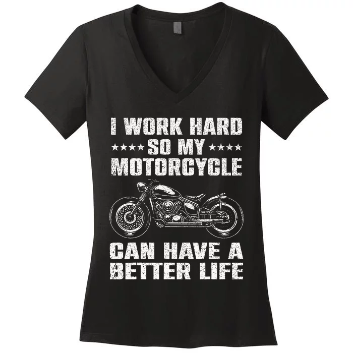 Cool Motorcycle Design For Men Women Motorcycle Lover Rider Women's V-Neck T-Shirt