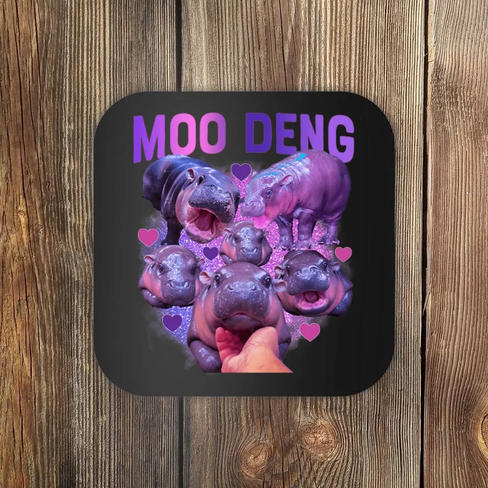 Cute Moo Deng Funny Baby Hippo Pygmy Hippopotamus Coaster