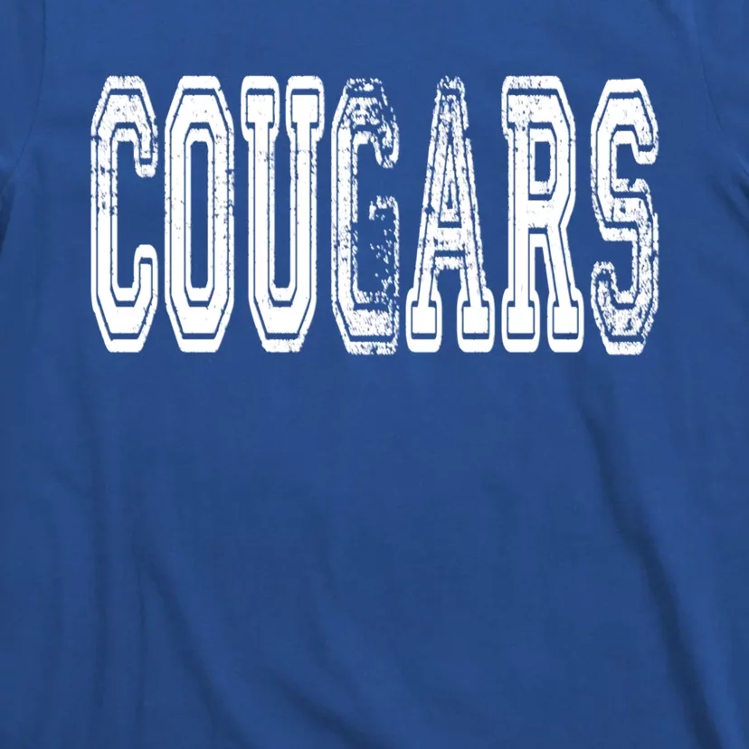 Cougars Mascot Distressed Vintage School Sports Name Fans Gift T-Shirt