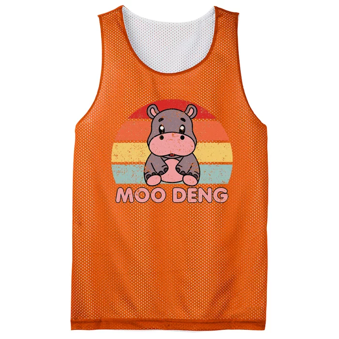 Cute Moo Deng Baby Hippo Vintage Zoo Baby Hippo Mesh Reversible Basketball Jersey Tank