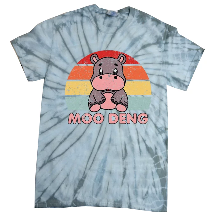 Cute Moo Deng Baby Hippo Vintage Zoo Baby Hippo Tie-Dye T-Shirt