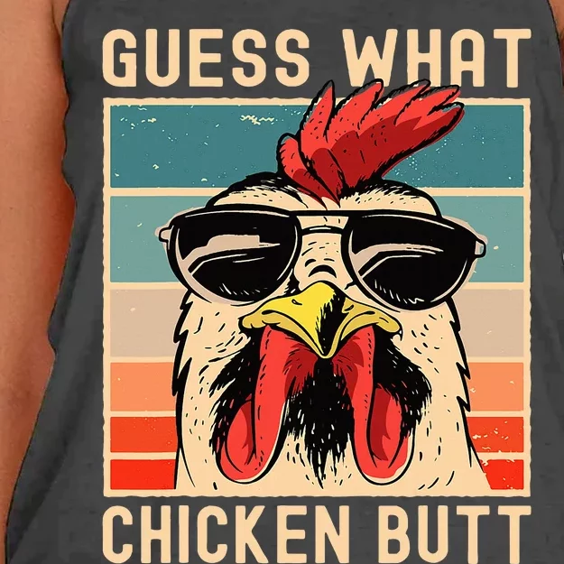 Chicken Meme Design Guess What Chicken Butt Women's Knotted Racerback Tank