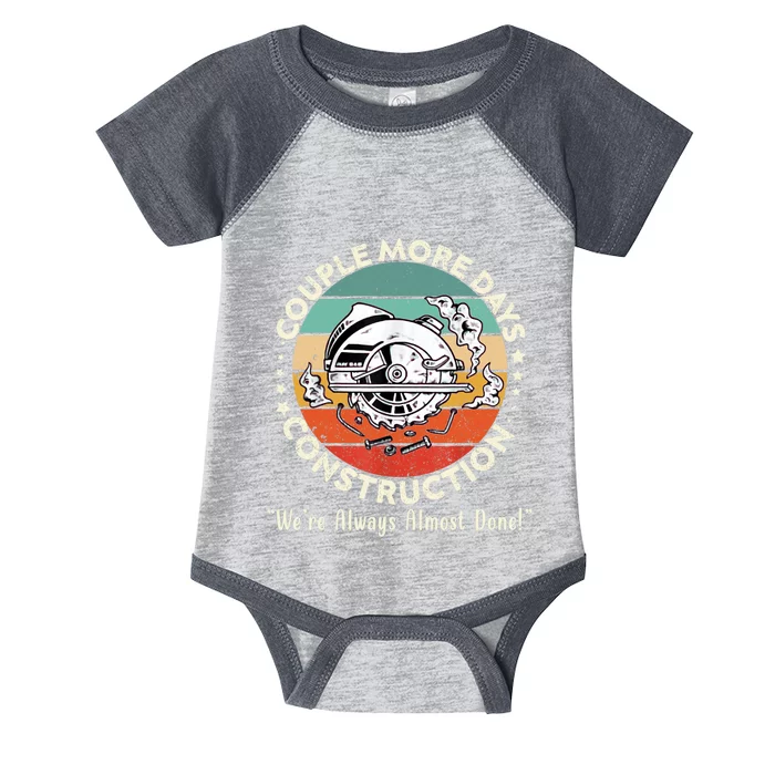 Couple More Days Construction We’re Always Almost Done Infant Baby Jersey Bodysuit