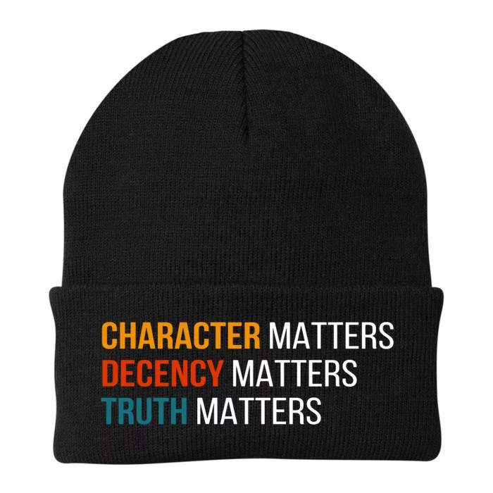 Character Matters Decency Matters Truth Matters America Knit Cap Winter Beanie