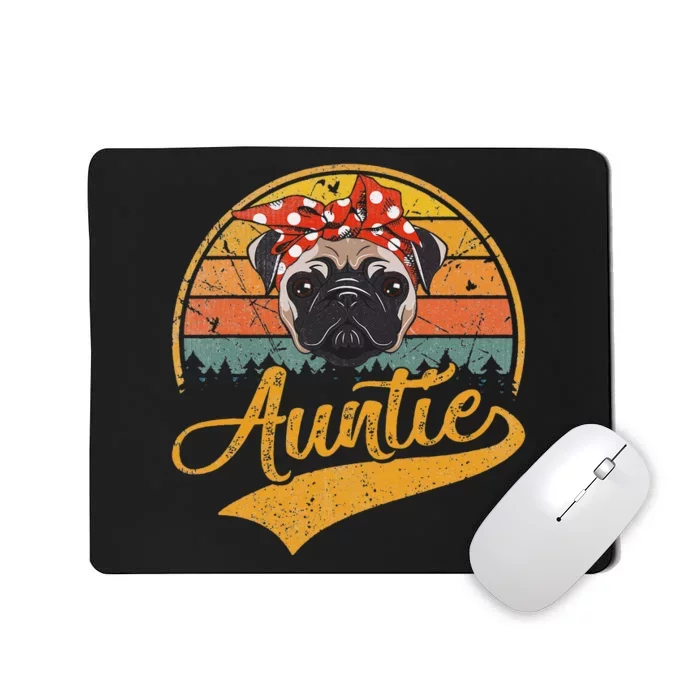 Cute Mother's Day Gifts Retro Vintage Pug Auntie Mousepad