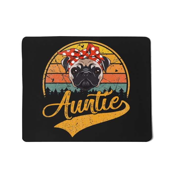 Cute Mother's Day Gifts Retro Vintage Pug Auntie Mousepad