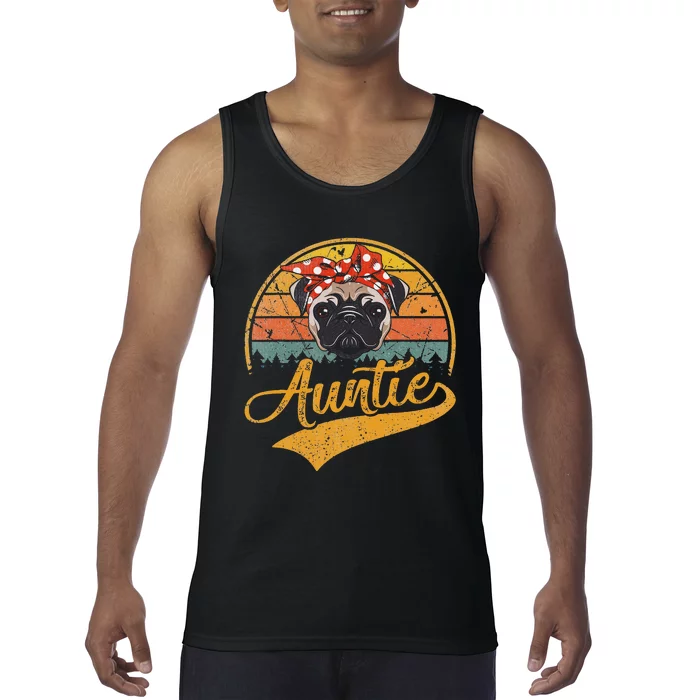 Cute Mother's Day Gifts Retro Vintage Pug Auntie Tank Top