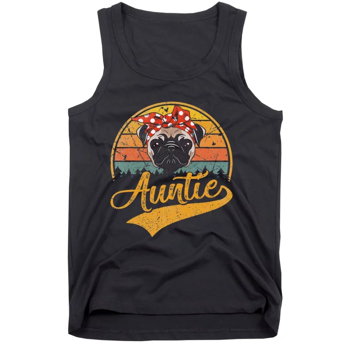 Cute Mother's Day Gifts Retro Vintage Pug Auntie Tank Top