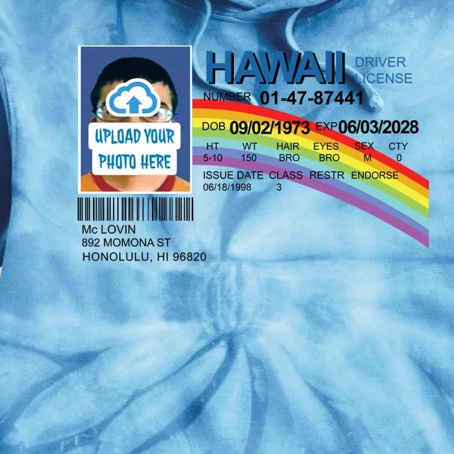 Custom Mclovin Driver License Upload Photo Tie Dye Hoodie