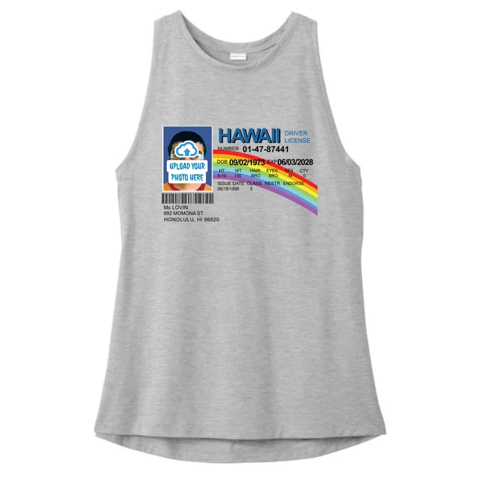 Custom Mclovin Driver License Upload Photo Ladies Tri-Blend Wicking Tank