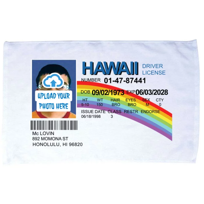 Custom Mclovin Driver License Upload Photo Microfiber Hand Towel