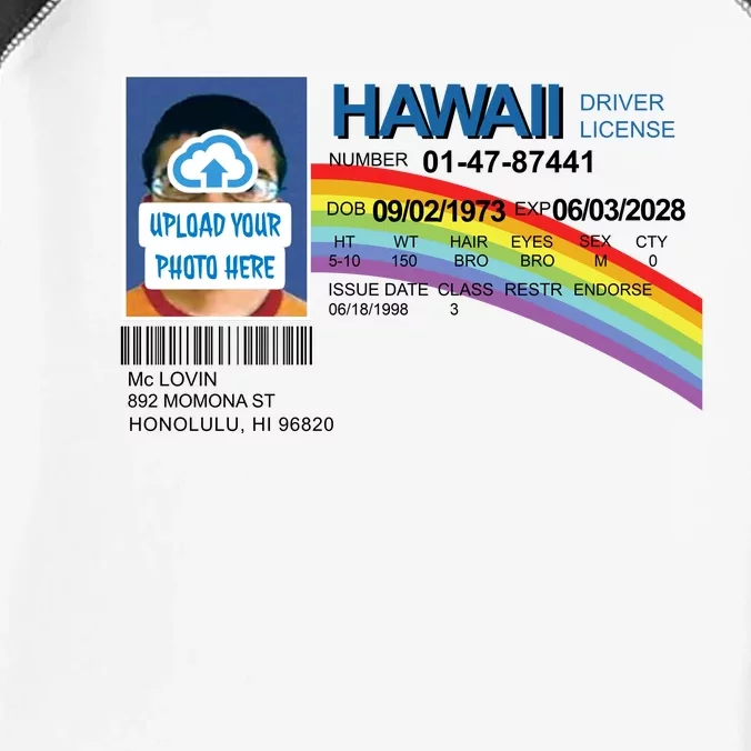 Custom Mclovin Driver License Upload Photo Infant Baby Jersey Bodysuit