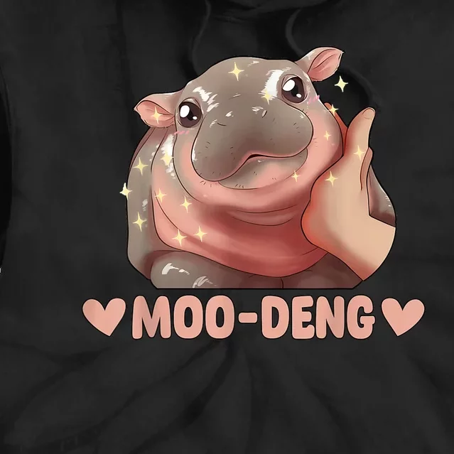 Cute Moo Deng Bouncy Pig Funny Baby Hippo Gift Tie Dye Hoodie