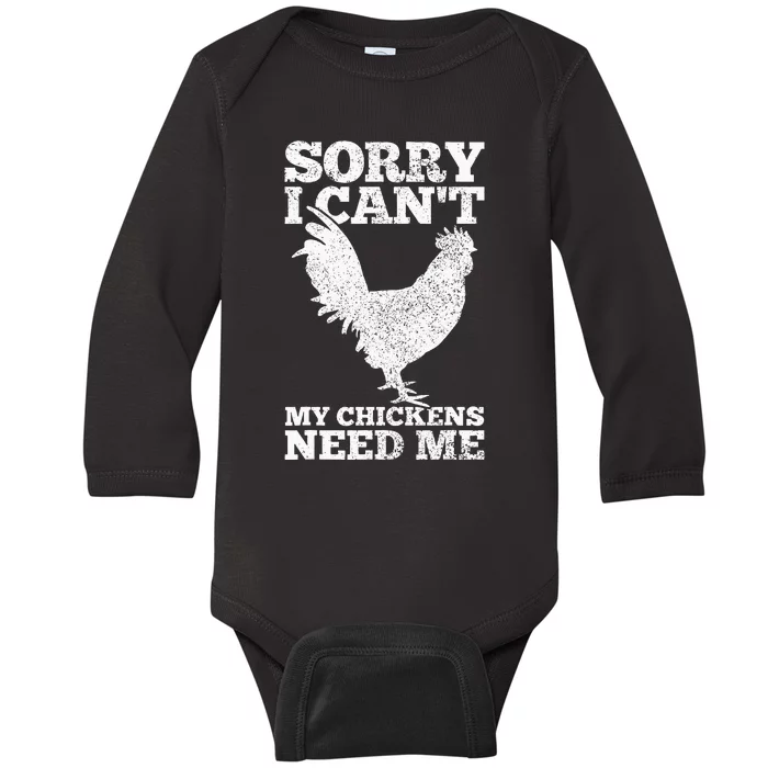 Chicken Mom Dad Funny Poultry Farmer Chicken Baby Long Sleeve Bodysuit