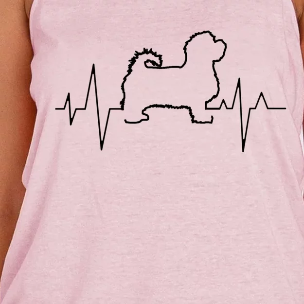 Cute Maltese Dog Heartbeat Puppy Lover Gift Women's Knotted Racerback Tank