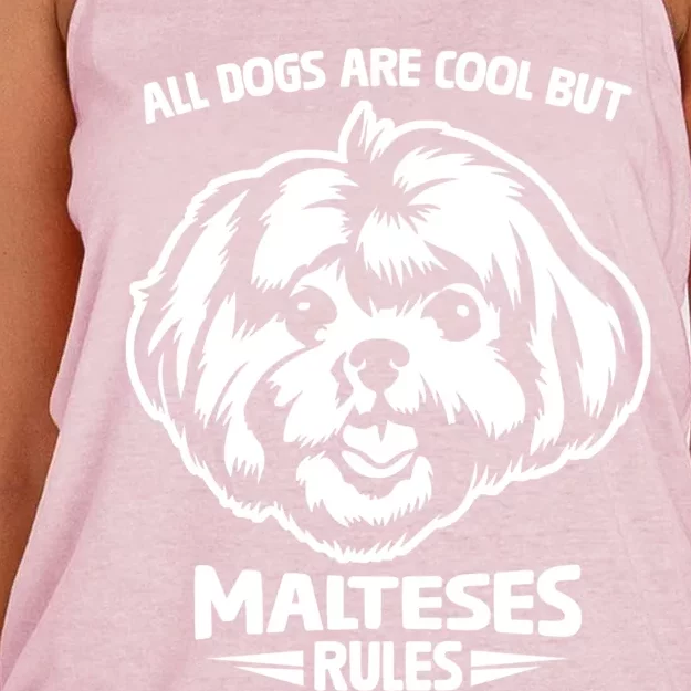 Cute Maltese Dog Rules Puppy Lover Gift Women's Knotted Racerback Tank