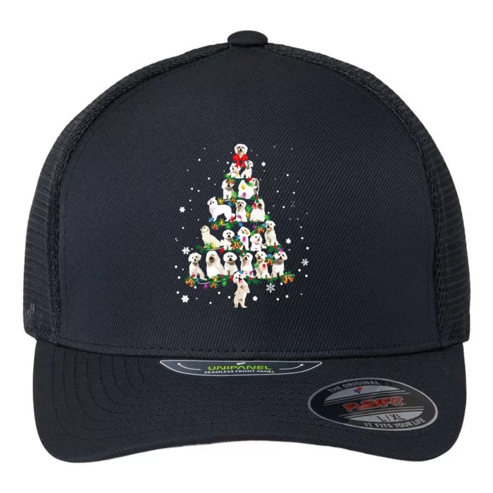 Cute Maltese Dog Christmas Tree Gift Decor Xmas Tree Flexfit Unipanel Trucker Cap