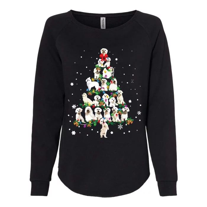 Cute Maltese Dog Christmas Tree Gift Decor Xmas Tree Womens California Wash Sweatshirt