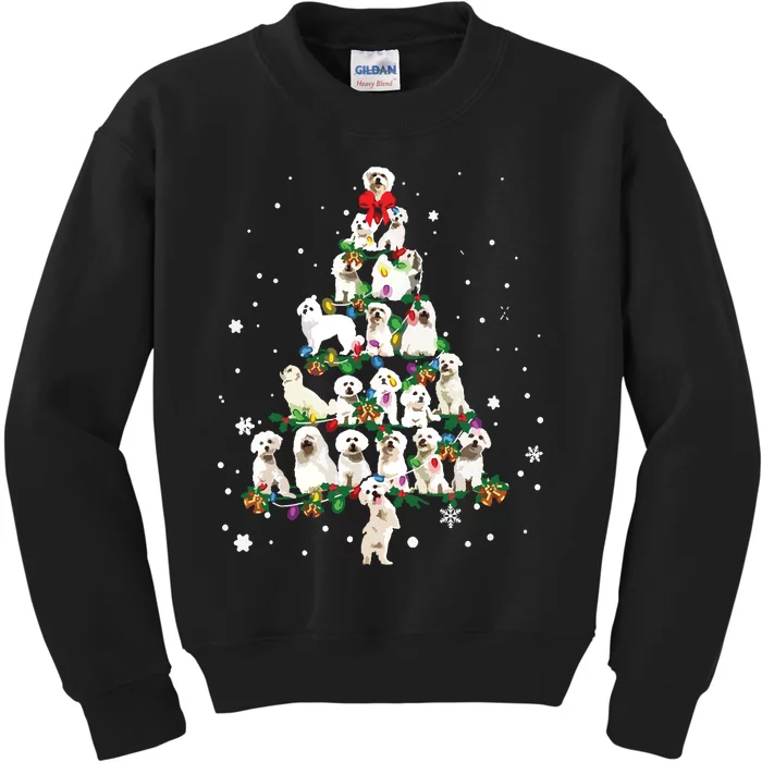 Cute Maltese Dog Christmas Tree Gift Decor Xmas Tree Kids Sweatshirt