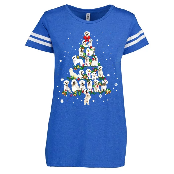 Cute Maltese Dog Christmas Tree Gift Decor Xmas Tree Enza Ladies Jersey Football T-Shirt