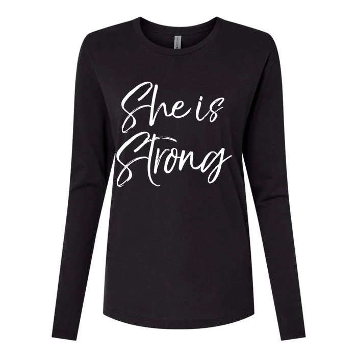 Christian Mothers Day Gift For Mom Proverbs 31 She Is Strong Cool Gift Womens Cotton Relaxed Long Sleeve T-Shirt