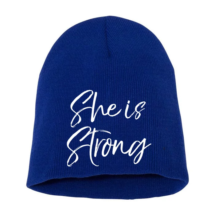 Christian Mothers Day Gift For Mom Proverbs 31 She Is Strong Cool Gift Short Acrylic Beanie