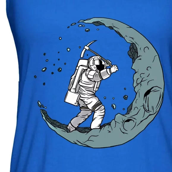 Crescent Moon Digger Astronaut Graphic Gift Ladies Essential Flowy Tank