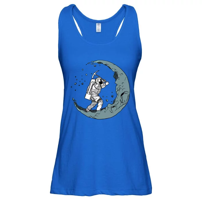 Crescent Moon Digger Astronaut Graphic Gift Ladies Essential Flowy Tank