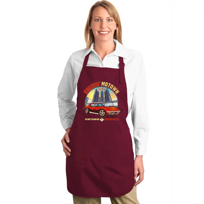 Cruisin Motown Detroit To Pontiac A Michigan Tradition Full-Length Apron With Pocket