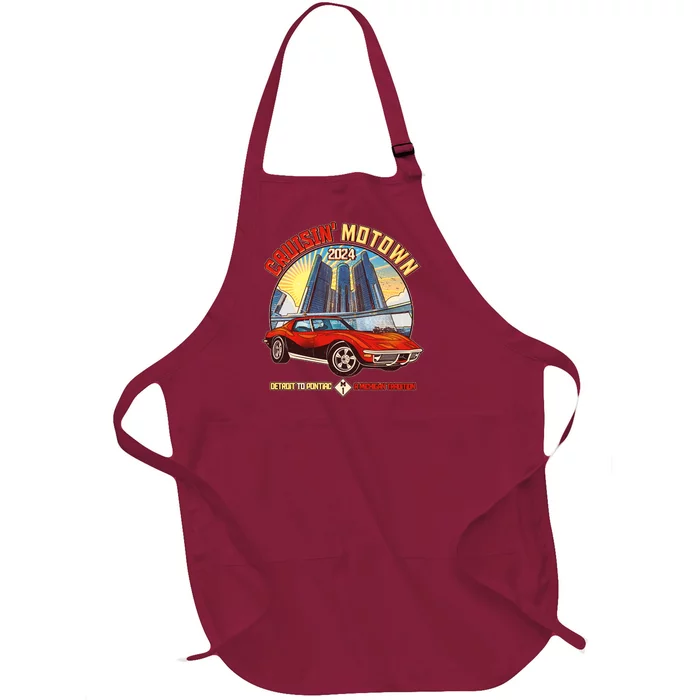 Cruisin Motown Detroit To Pontiac A Michigan Tradition Full-Length Apron With Pocket