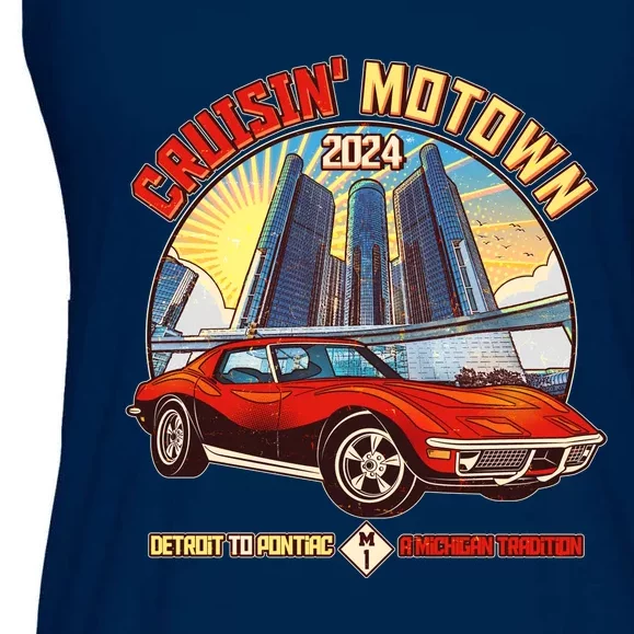 Cruisin Motown Detroit To Pontiac A Michigan Tradition Ladies Essential Flowy Tank