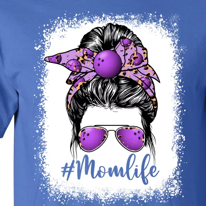 Cute Mother's Day Bowling Mom Life Messy Bun Game Day Gift Tall T-Shirt