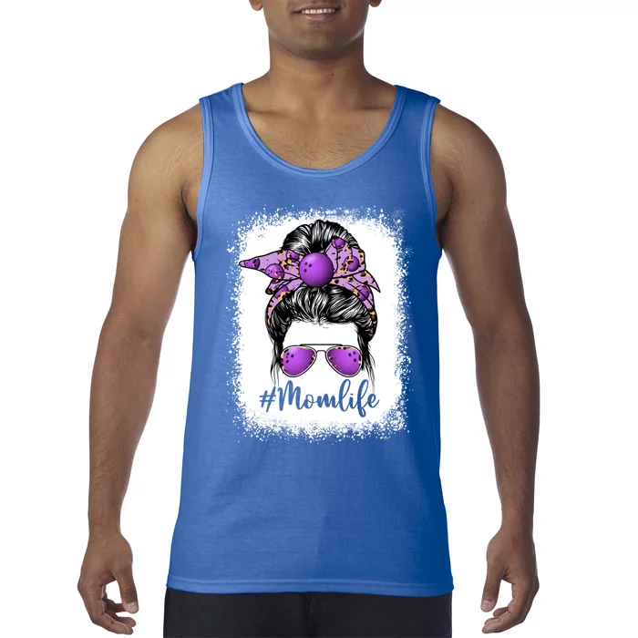 Cute Mother's Day Bowling Mom Life Messy Bun Game Day Gift Tank Top