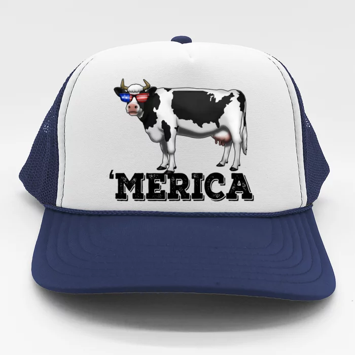 Cow Merica Dairy Farmer Funny Farm Animal Meaningful Gift Trucker Hat