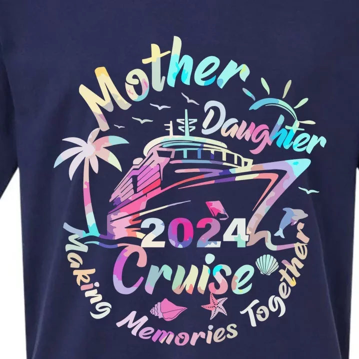 Cruise Mother Daughter Trip 2024 Funny Mom Daughter Vacation Sueded Cloud Jersey T-Shirt