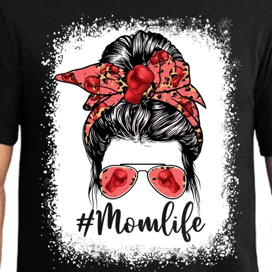 Cute Mother's Day Boxing Mom Life Messy Bun Game Day Gift Pajama Set