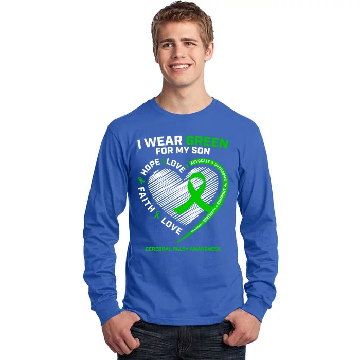 Cp Mom Dad Green Ribbon Funny Gift Son Cerebral Palsy Awareness Cool Gift Tall Long Sleeve T-Shirt