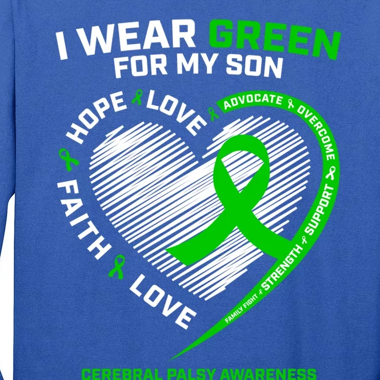 Cp Mom Dad Green Ribbon Funny Gift Son Cerebral Palsy Awareness Cool Gift Tall Long Sleeve T-Shirt