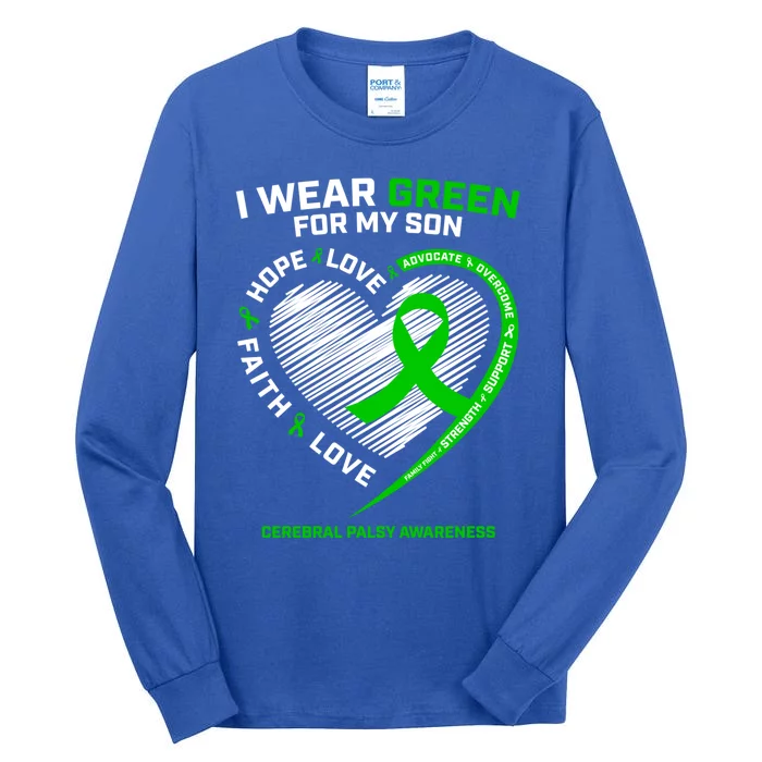 Cp Mom Dad Green Ribbon Funny Gift Son Cerebral Palsy Awareness Cool Gift Tall Long Sleeve T-Shirt