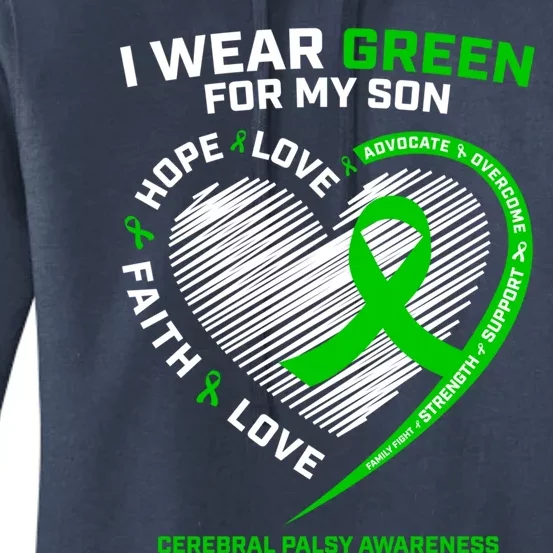 Cp Mom Dad Green Ribbon Funny Gift Son Cerebral Palsy Awareness Cool Gift Women's Pullover Hoodie