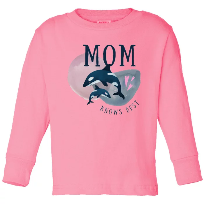 Cute Mothers Day Design Mom Knows Best Toddler Long Sleeve Shirt