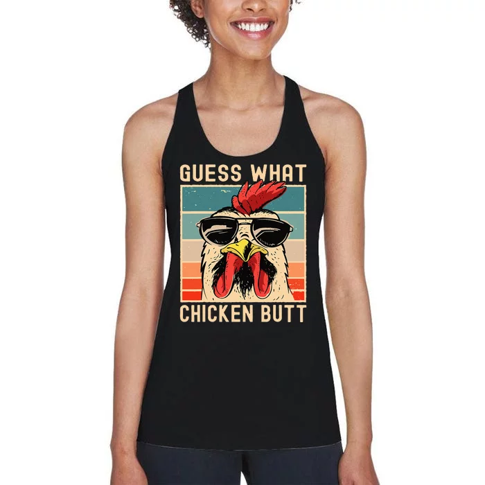 Chicken Meme Design  Guess What Chicken Butt Women's Racerback Tank