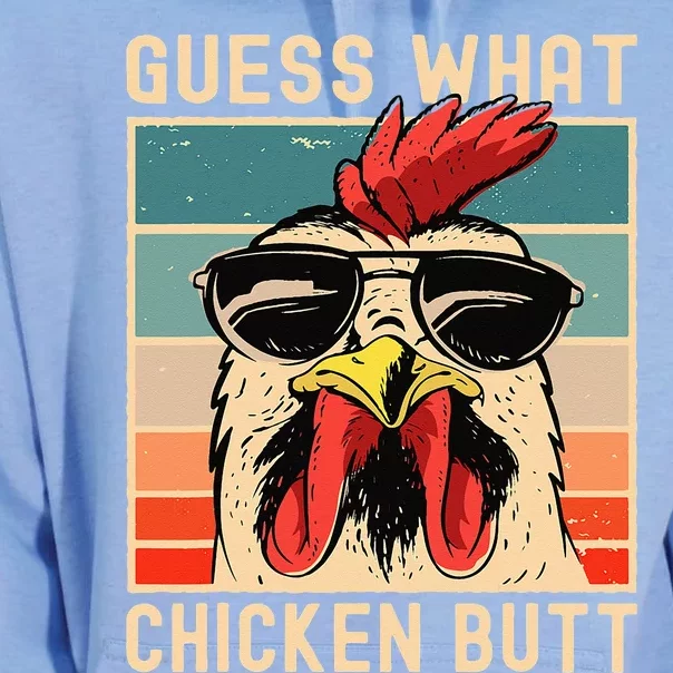 Chicken Meme Design  Guess What Chicken Butt Unisex Surf Hoodie