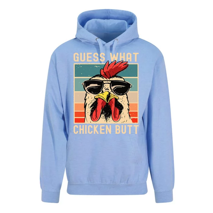 Chicken Meme Design  Guess What Chicken Butt Unisex Surf Hoodie